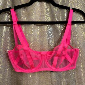Victorias Secret Luxe Lingerie Hot Neon Pink Unlined Balconet Bra 32D